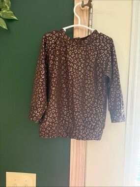 Brown Leopard Print Long Sleeve Top